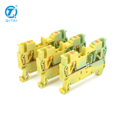 QPT2.5PE 800V 2.5mm2 Spring Connection Earth Din Rail Electronic Ground Terminal Block for Grounding Wire Terminal Block