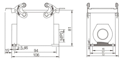 H32A-SG-2L-PG29 Aluminium Heavy Duty Connector Compact Housing  Series Top Entry Protective Hoods