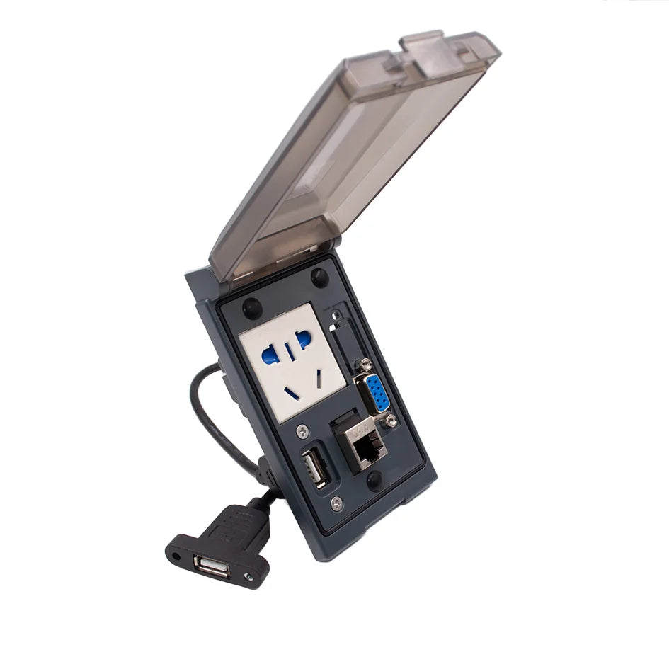 QH420-1 IP54 Power SOCKET Supply RJ45  USB Combination Sockets Multi-Functional Front Panel Interfaces for CNC Machines