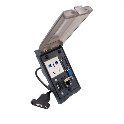 QH420-1 IP54 Power SOCKET Supply RJ45  USB Combination Sockets Multi-Functional Front Panel Interfaces for CNC Machines
