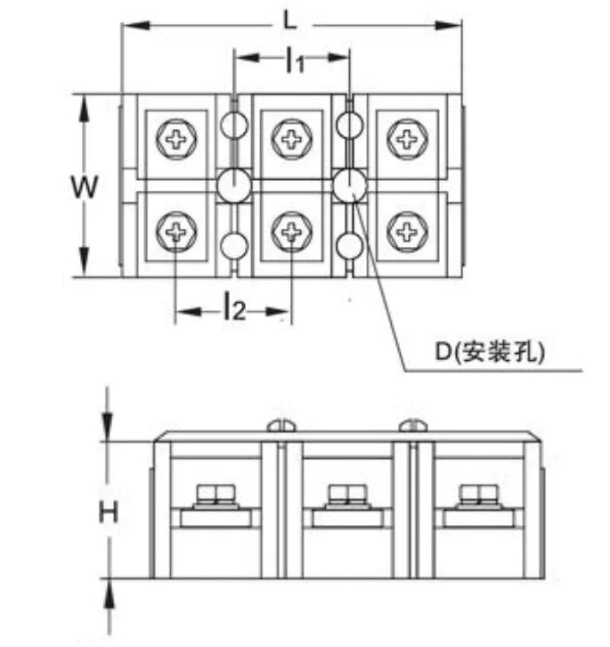 QTB-30004 Large Current 150m² 309A Screw Terminal Block Durable PC Feed Through Made of Brass and Panel Mounting