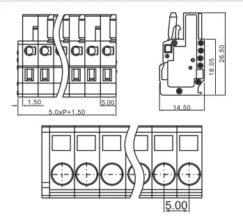 QPN-500  5.00mm Pitch  320V 12A   IP20  PA66   Terminal Block Connector Rated Terminal Block 2-24P