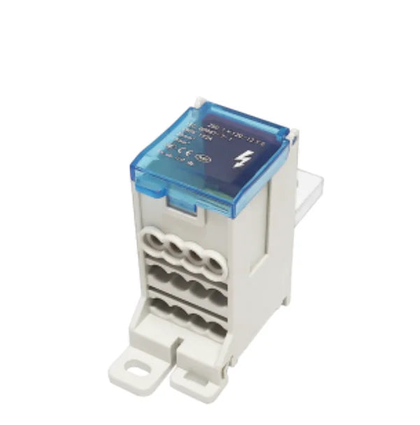 QFJD-120/6X12/K250 Unipolar Distribution Block 250A 690V AC/DC DIN Rail Mount Junction Box with PC Cover