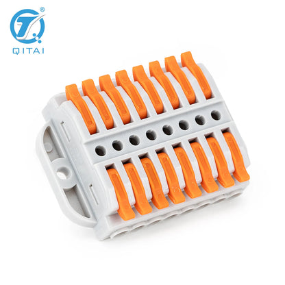 KV233-500T-8P 8P 250V 32A Lever Terminals Orange Mini Quick Connector Splicing Terminal Independent Management Wire Conductor