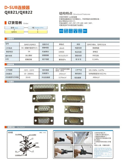 QX820 Series D-SUB Connector 9P 15P 25P 37P D-SUB 37 Male Female Terminal Adapter Breakout Board for Connectors