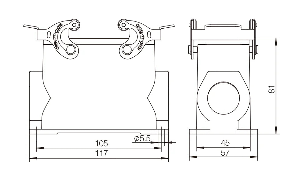 H16B-SGH-2L-2PG29 Heavy Duty Connector Compact Series Top Entry Protective Hoods Aluminum Housing