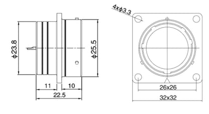 PT24-12S 24MM Professional Aviation Electrical Equipment Connectors CNC Manufacturer 6/10/12/19 Pin Waterproof Power Microwave