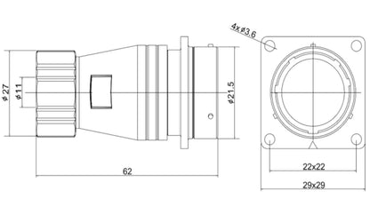PTG20F-10S  20MM Professional Aviation Wire Connectors Manufacturer CNC Electrical Equipment 2-14 Pin Waterproof Connector