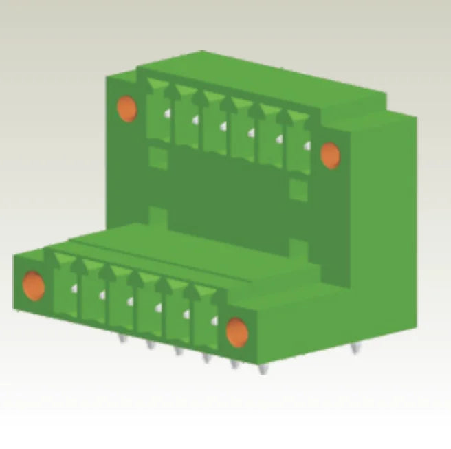 QSDL-381RF 3.81mm Double-Layer 2P-24P Socket Terminal Block Connector Green PCB Plug-In Type with Flange