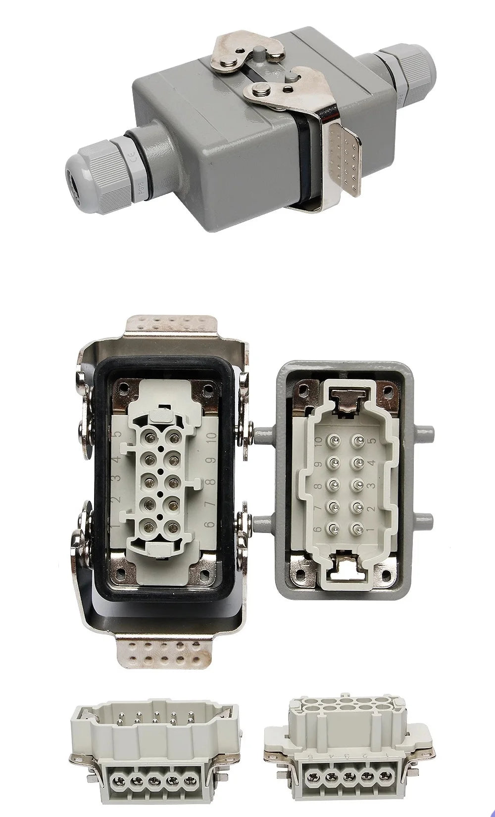 HA010 HDC 16A 250V Heavy Duty Female Connector 10p Power Insert Crimp Housing PC Terminals for Industrial Equipment