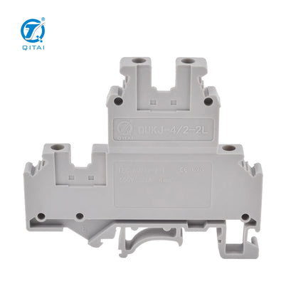 QUKJ-4/2-2L 500V 32A 0.2-4mm2 Double-level Screw Terminal Blocks 2 Layer 4-Connductors Wire Electrical DIN Rail Connectors