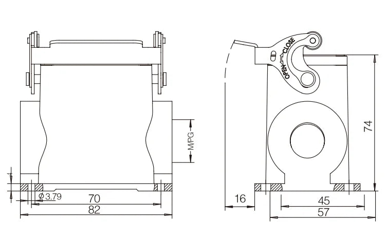 H6B-SGH-1L-M32 Heavy Duty Connector Compact Series Top Entry Protective Hoods