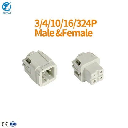 HA003 HDC Heavy Duty Connector 10A 300V Copper Female Insert Crimp Rectangle Electronic Terminal Industrial Connector