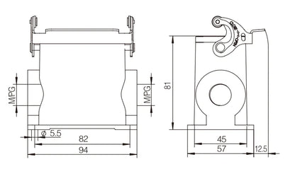 QITAI H10B-SGH-1L-2PG21 Heavy Duty Industrial Connector Compact Series Top Entry Protective Hoods 10A