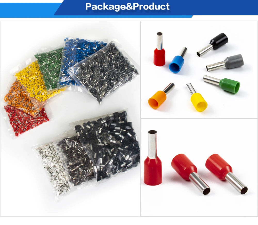 E Series Insulated Cord End Ferrule Terminal Copper Tubular Wire Connector Crimp Terminal AWG 26-1 CE RoHS Ferrule Lug Wire Lug