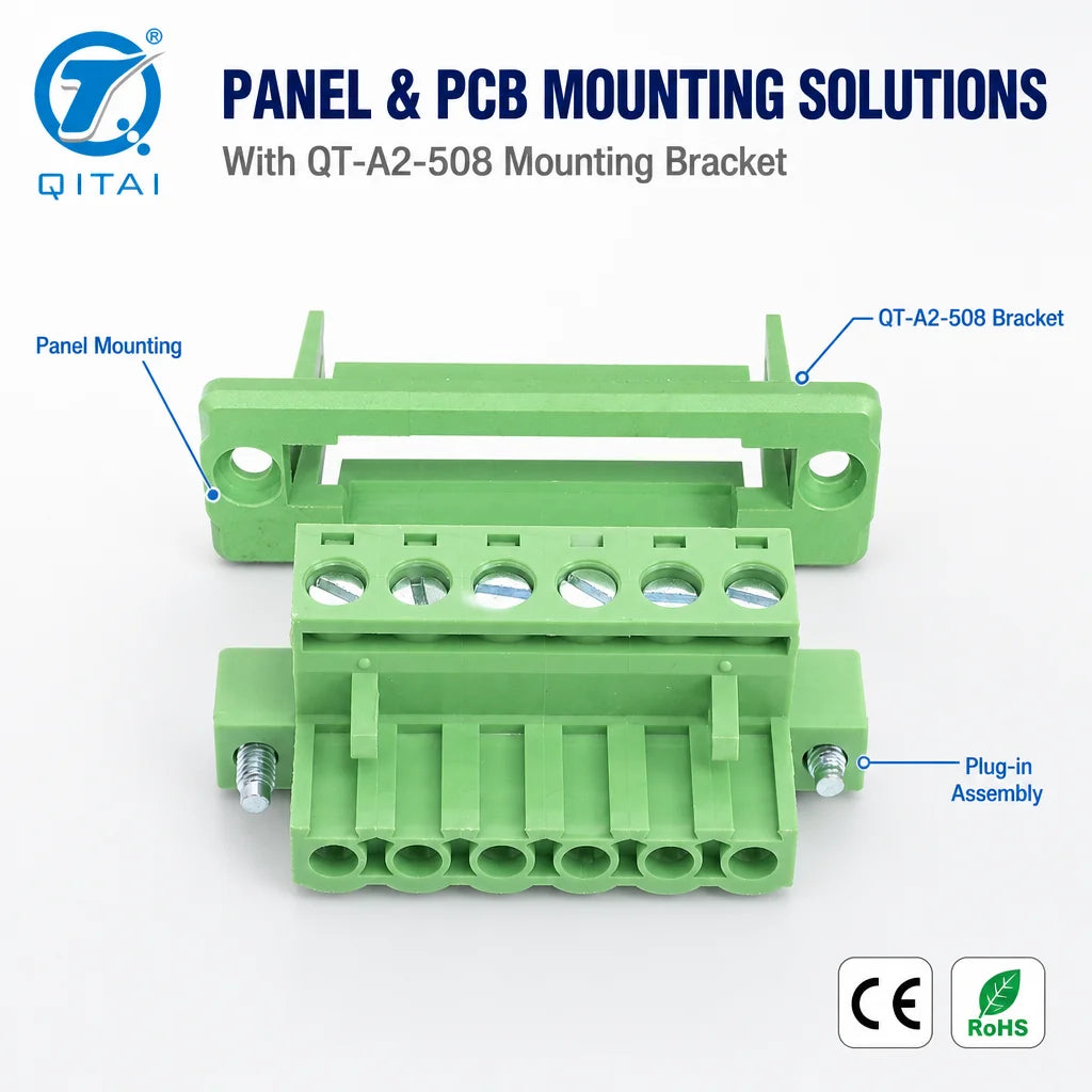 QPV-508 Male Plug PCB Terminal Block 5.08mm Pitch 2-24P 2.5mm2 300V 15A M3.0 Screw for Circuit Board Wiring Harness