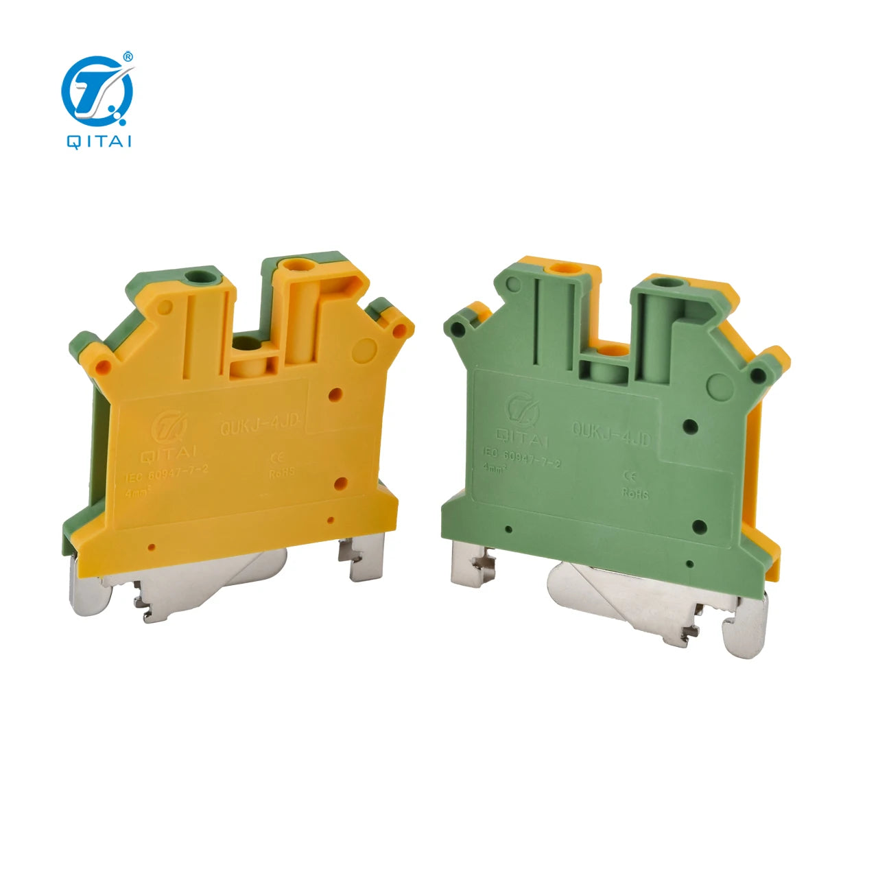 QUKJ JD Series   Ground Yellow Green Terminal Block 4/6/10/16/35mm2 Din Rail Universal Terminals Wiring Electrical Connector