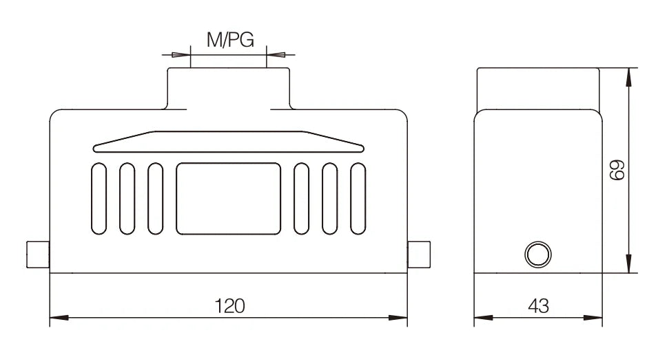 H24B-TK-2B-M25 Heavy Duty Connector Compact Series Top Entry Aluminum Protective Hoods