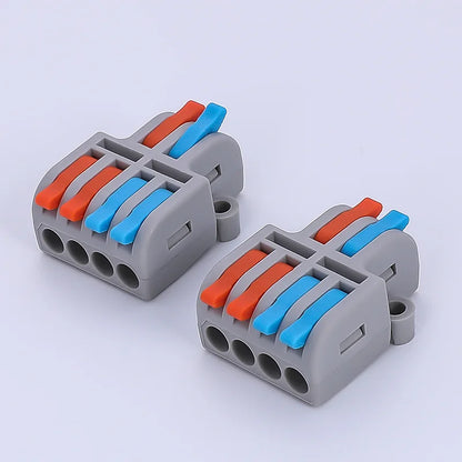 QDF-4-42 High Quality Stock  2 in and 4 Out Push-in Terminal Block Quick Wiring Conductor Quick-insert Push-type Terminal BlockS