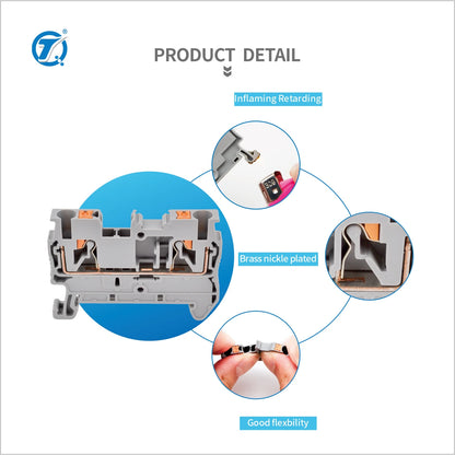 QPT4 PT4 0.2-4mm² Din Rail Terminal Block 800V 32A Push-in Connection 24-10AWG PT Series Spring Terminal Block