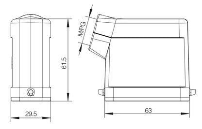 H10A-SK-2B-M25 Heavy Duty Connector Compact Series Top Entry Protective Hoods