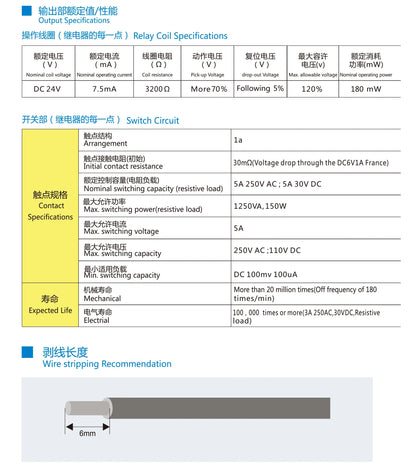 QMY410 8-Bit Relay Module APAN3124 Electromagnetic Relay DC24V Input  1a 250VAC/30VDC 5A Output DIN RAIL Fixation with Socket
