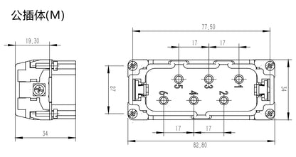 HSB-006-M 35A 400V/690V Heavy Duty Cable Connector  Industrial Power Equipment V0 Male Insert Screw Terminal