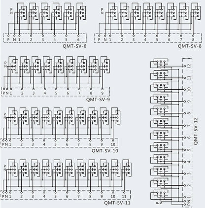 High Quality Factory Supply QMT-SV-9 70mA DC24V IP20 Multi-Ports NPN  PNP Degree Ports Modular Pcb Jack Multi-Ports Splitter