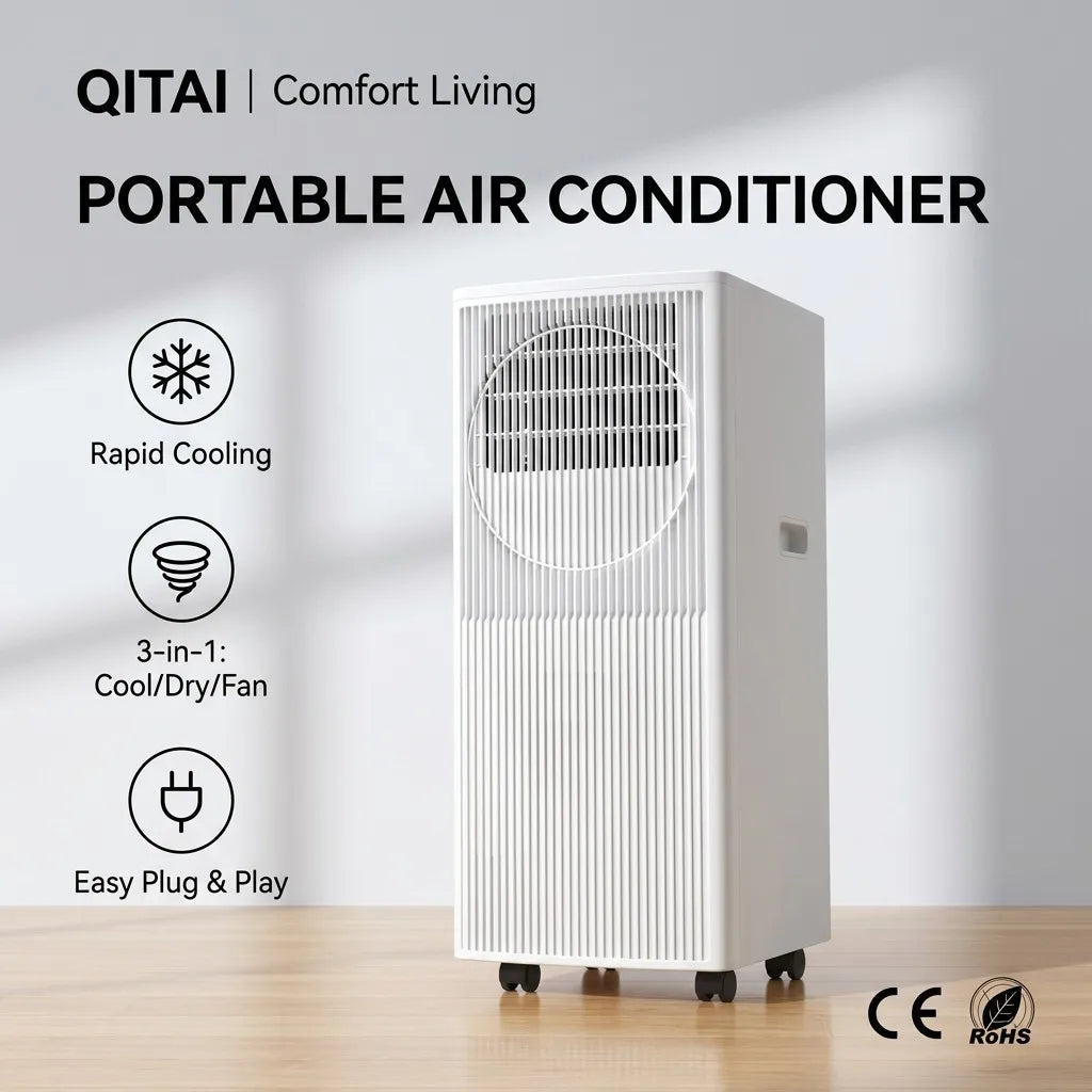 2026 New 9000 BTU Portable Air Conditioner for Home Bedroom Mobile Integrated AC Unit with Easy Installation Window Kit