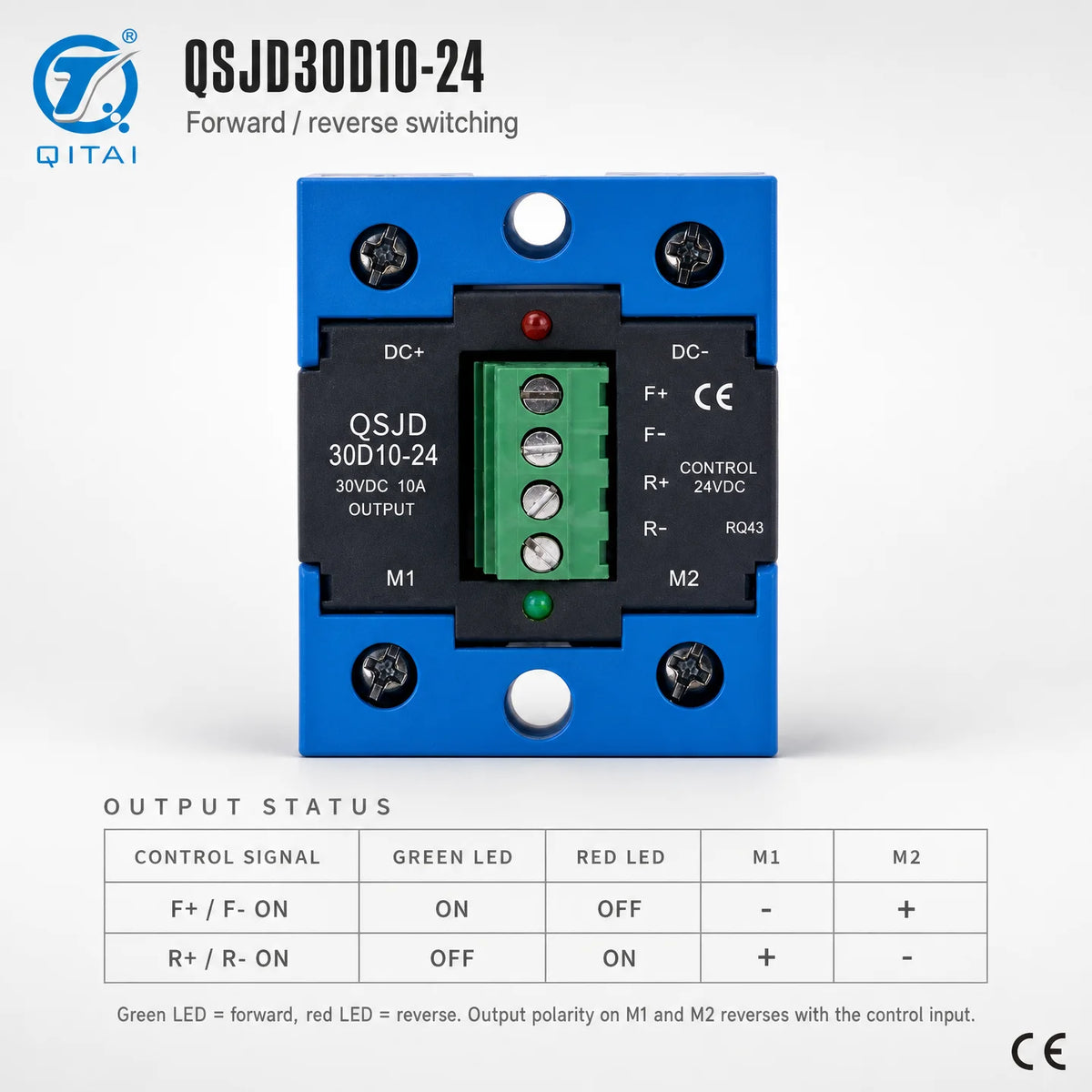 QSJD Series DC Motor Forward Reverse Solid State Relay Module 10-40A 24VDC MOSFET Low Leakage for DC Motor Control