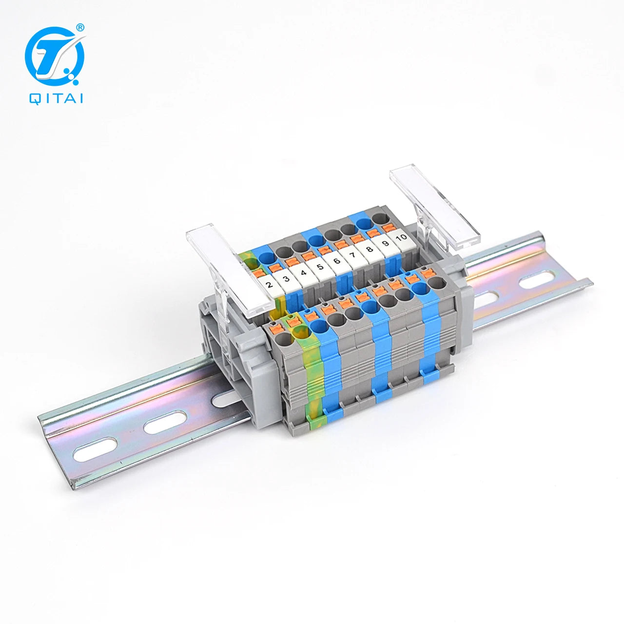 QUKJ-2G3 Screwless End Stop End Clamps  35mm Din Rail Gray Fixed Terminal Block End Stopper Clamps Plastic Material