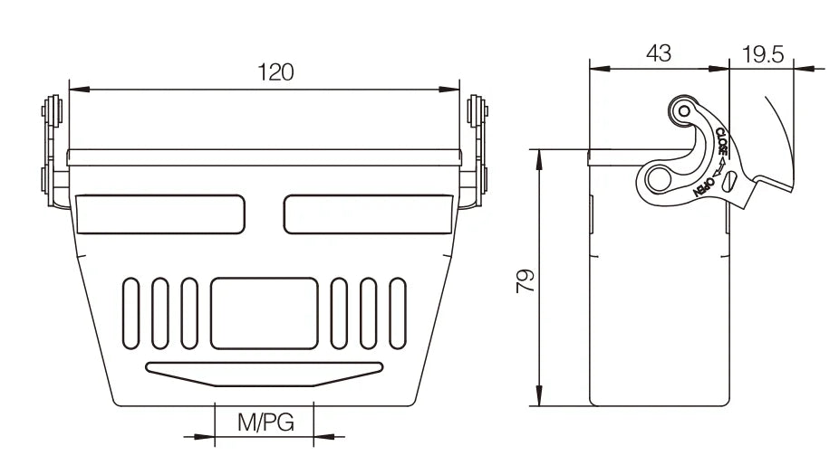 H24B-DJKH-1L-PG21 Heavy Duty Connector Compact Series Aluminum Top Entry Protective Hoods