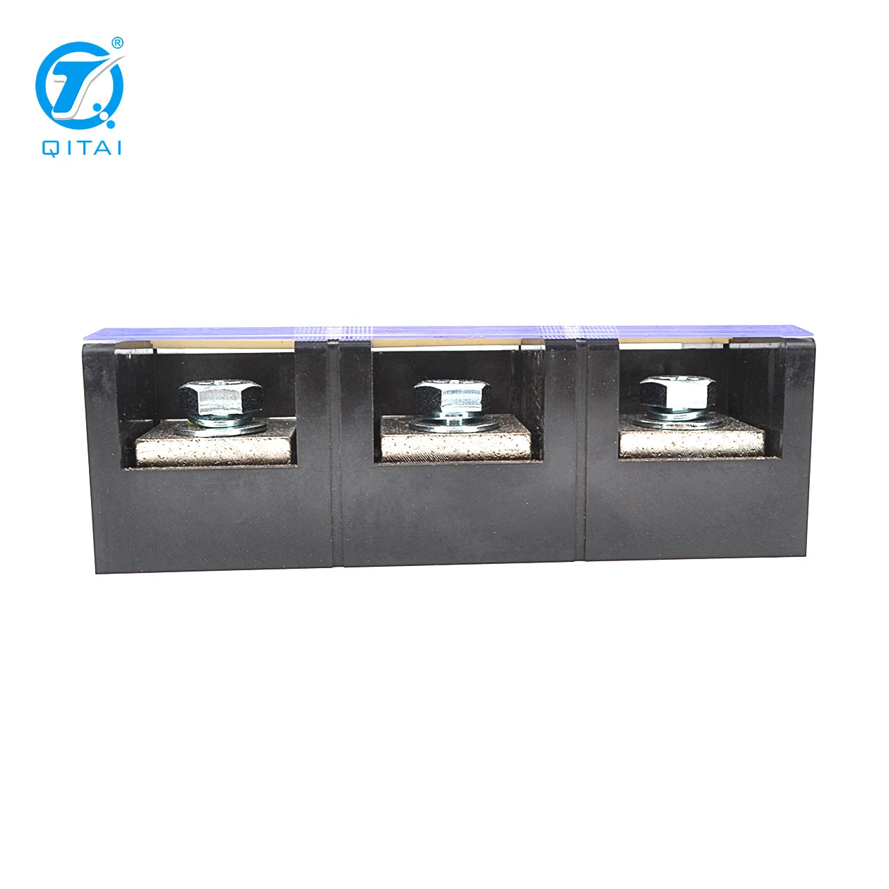 QTB-40003 415A Wire Barrier Block Terminal Strip Easy Installation Professional Brass 3Bits Fixed Dual Row Terminal Strip