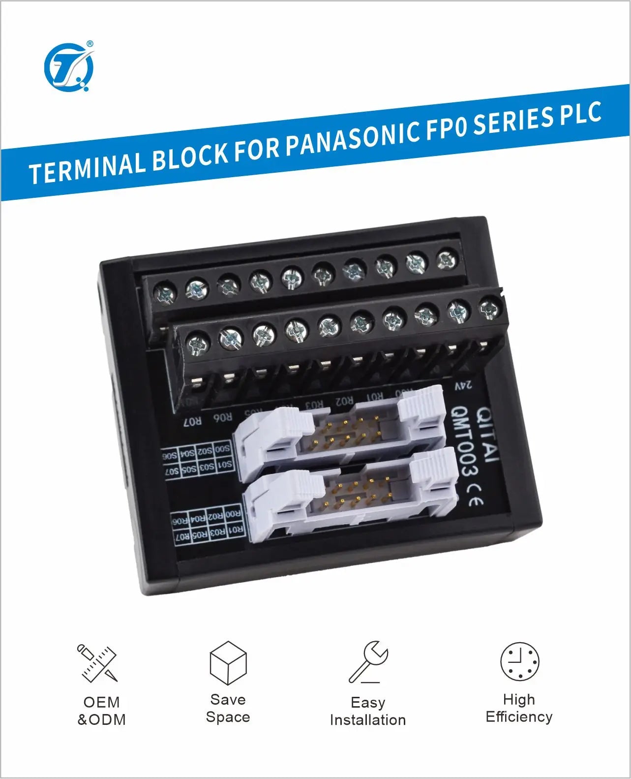 QMT003SL Double 10P MIL Connector PLC Interface Terminal Block Module Automotive Spring Type Transfer Terminal Block