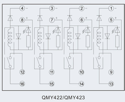 QMY423 4 Bit Relay Module 24V DC 5A 250V AC Industrial Control Board with LED Indicator DIN Rail Mount PA66 for PLC Systems