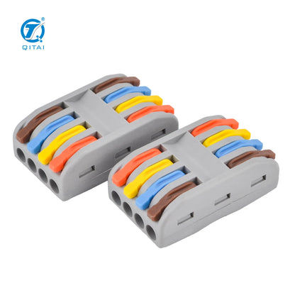 QPCT-2 Series 2/3/4/5 Pin Mini Wire Quick Auto Wiring Lever Electrical Connectors Push in Terminal Blocks for Home Decoration