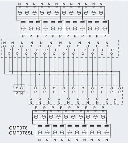 QMT078SL Small Design Terminal Block Module Standard 35mm DIN RAIL High Efficiency 2A DC24V 1.5 Mm² Following/AWG16