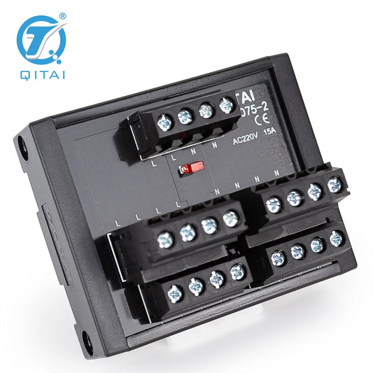 QMT075-2 QITAI General Terminal Block Push-In Connection 35mm DIN Rail AC220V 15A