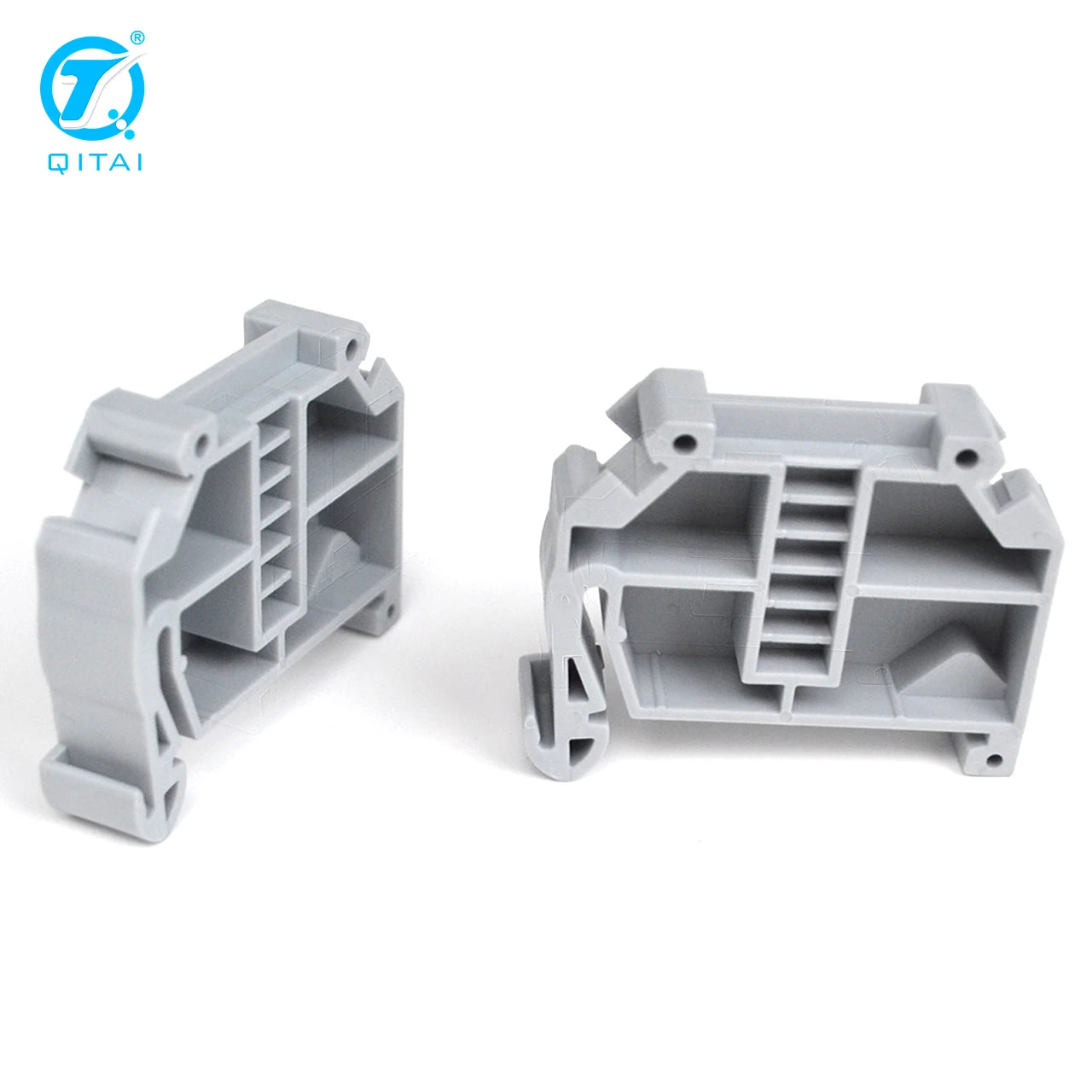 QUKJ-2G3 Screwless End Stop End Clamps  35mm Din Rail Gray Fixed Terminal Block End Stopper Clamps Plastic Material