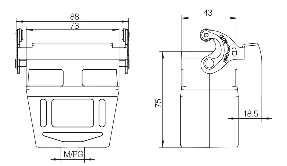 H10B-DJKH-1L-M25 Heavy Duty Connector Compact Series Top Entry Protective Hoods