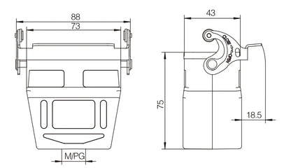 H10B-DJKH-1L-M25 Heavy Duty Connector Compact Series Top Entry Protective Hoods