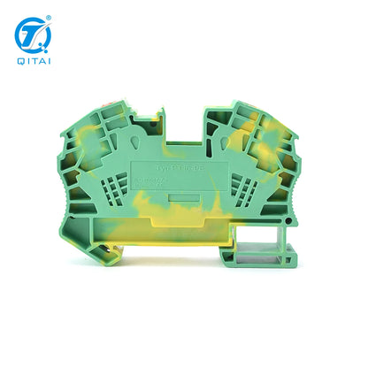 QPT-16PE Ground Terminal Block Big Current Din Rail with 2-Contacts Spring Cage Plug-in Electrical Wire Push in Connection