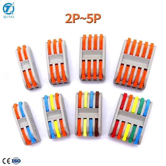 QPCT-2 Series 2/3/4/5 Pin Mini Wire Quick Auto Wiring Lever Electrical Connectors Push in Terminal Blocks for Home Decoration
