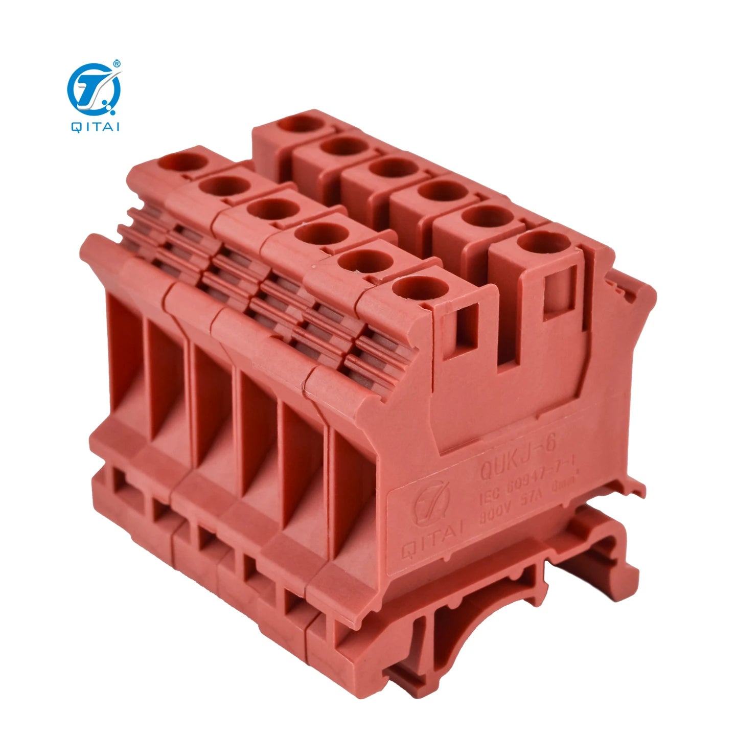 QUKJ-6 UK6N Feed Through Screw Connection Din Rail Terminal Block 800V 41A M4 0.2-6mm² Mounting Type: NS 35