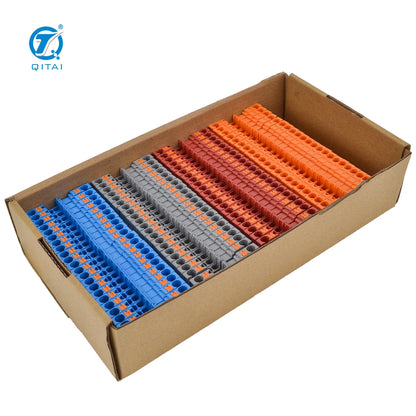 QPT4 Mm² Electronic Feed-through Terminal Block Gray Blue Orange Copper Contact Fire-resistant PA66 800V 32A Din Rail Terminals
