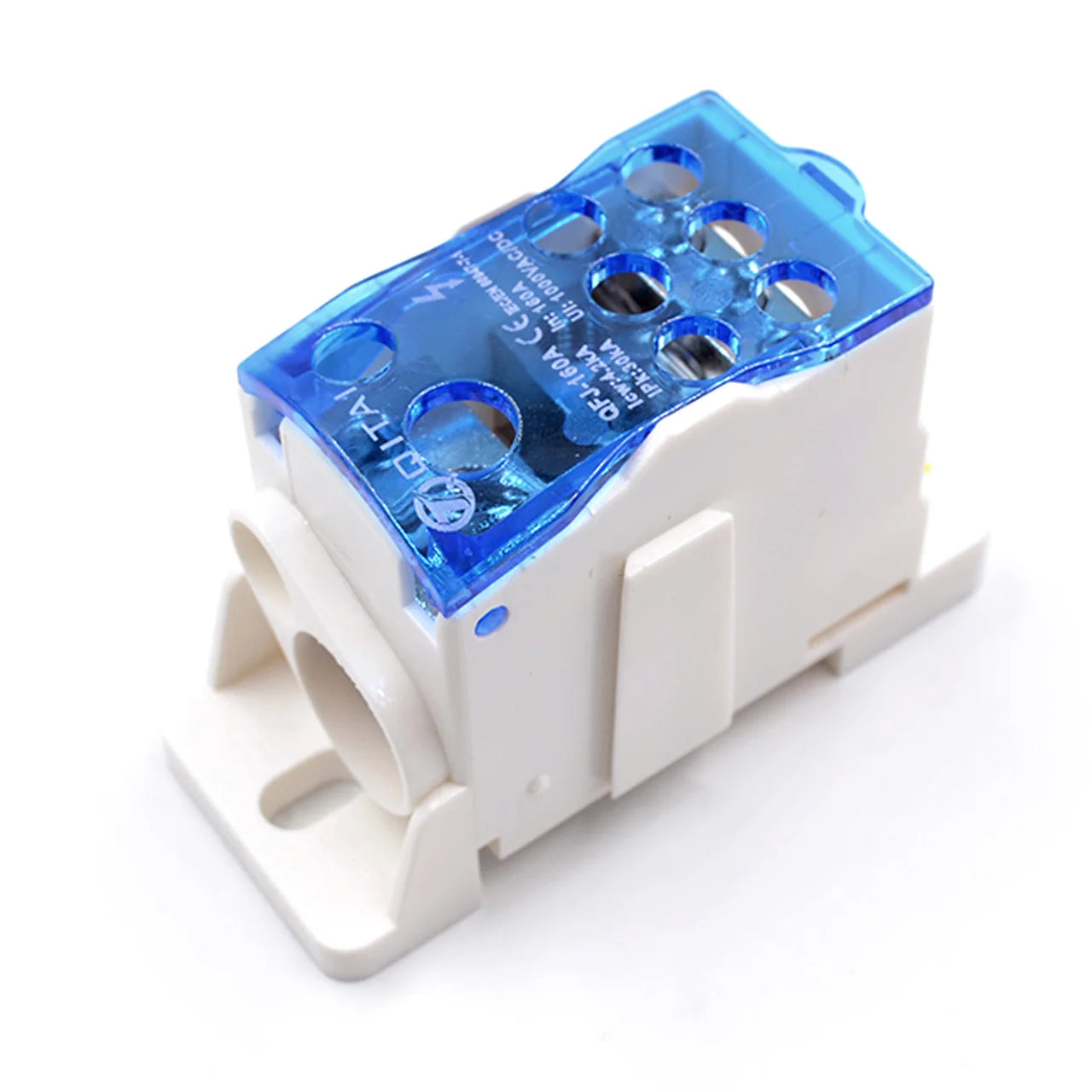 QFJ160A Unipolar Distribution Block 160A 1000V High Current Junction Box with Transparent PC Cover and PA66 Shell