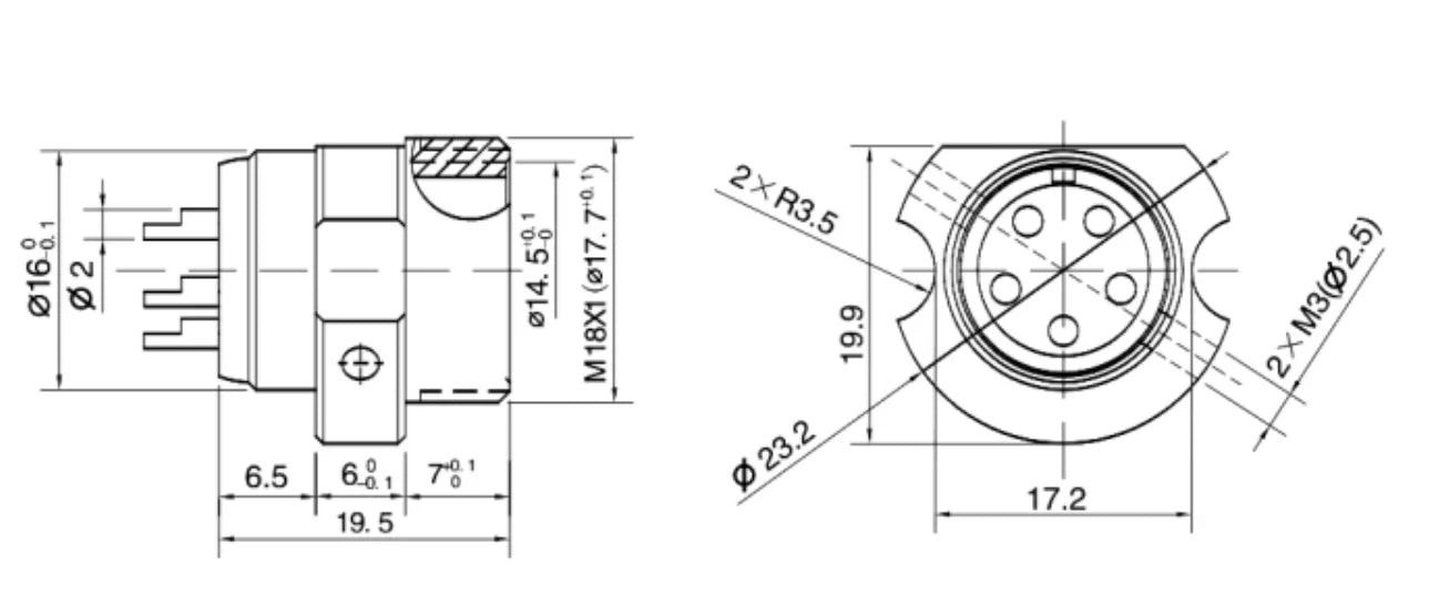 M18-5C Single-notch Surface Socket c Connector Receptacle Female Socket Non-Constant Panel Mount Solder Cup