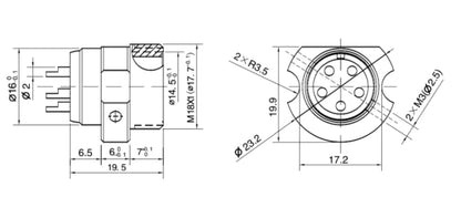 M18-5C Single-notch Surface Socket c Connector Receptacle Female Socket Non-Constant Panel Mount Solder Cup