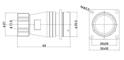 PTG24-10S  24MM Professional Aviation Wire Connectors Manufacturer CNC Electrical Equipment 6/10/12/19 Pin Waterproof Connector