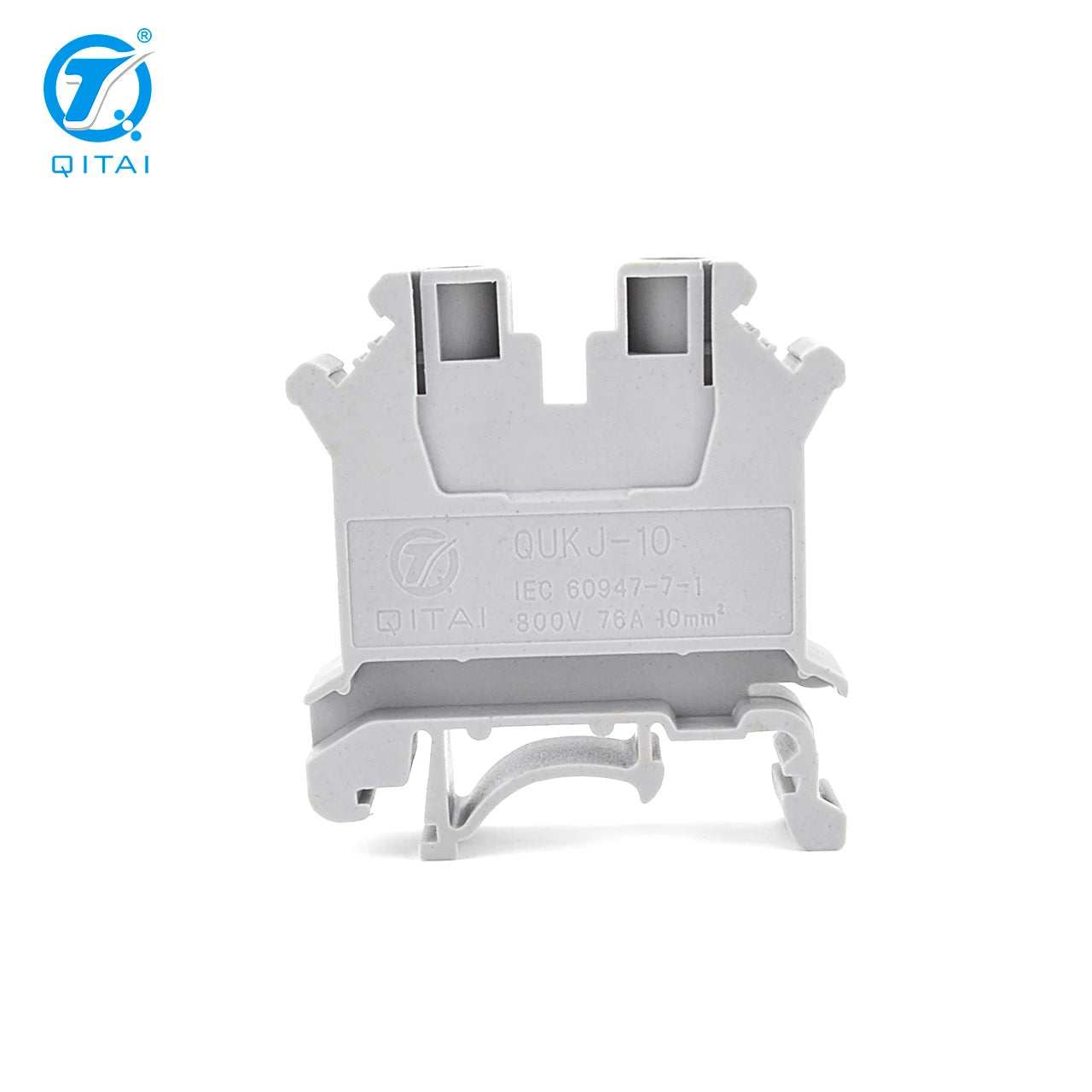 QUKJ-10 Feed Through Screw Terminal Blocks 0.5-10mm2 800V 57A 2 Contacts Copper OEM&ODM Manufacturer Factory
